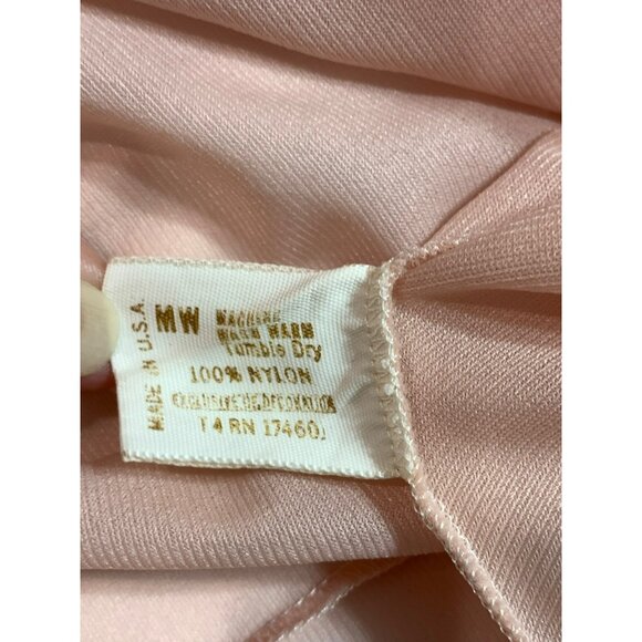 VTG 70s Peach Nylon Nightgown John Kloss For Cira S Cottagecore Peasant Prairie - Picture 7 of 9